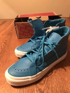 Vans Sk8 Hi Slim Skate Neon Blue Leather Shoes Men's 5.5 (Women's 7) NIB! - Picture 1 of 10