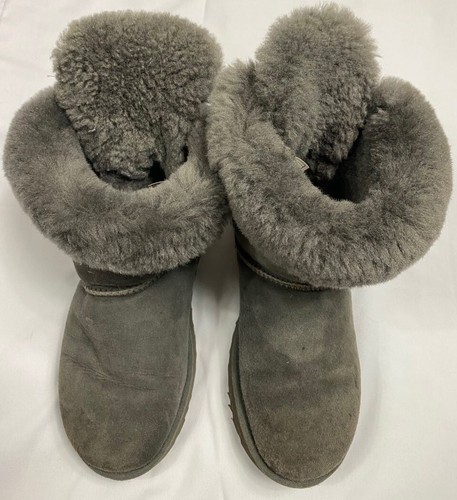 Stivali UGG 7 grigi Bailey fiocco II scamosciati sherpa shearling corti pull on