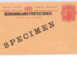 BECHUANALAND PROTECTORATE Overprint GB QV Stationery Card *SPECIMEN* 1d Red YO80 - Picture 1 of 12