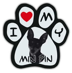 Picture Paws | Dog Paw Shaped Magnets: I Love My Min Pin (Miniature Pinchser)