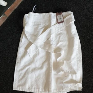 BNWT WOMENS COAST UK 10 WHITE LINEN BLEND SMART SUMMER A-LINE SKIRT - Picture 1 of 5