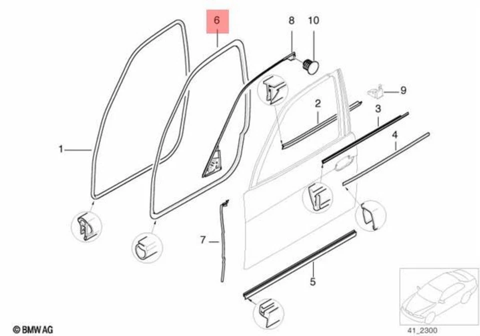 Sello de puerta delantera genuino BMW E38 E39 525i 528i 740i 530i 540i M5 Foto 1 de 1