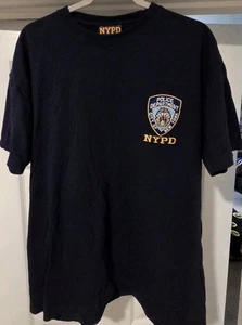 NYPD Police Department Stitched Patch Mens Navy Blue 2XL Shirt - Picture 1 of 3