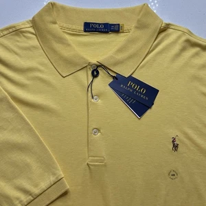 NEW Polo Ralph Lauren Men's Size 4XB Yellow Pima Cotton Polo Shirt 4XL Big - Picture 1 of 4