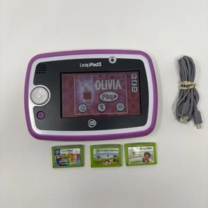 Tableta de aprendizaje LeapFrog LeapPad 3 para niños púrpura 4 juegos sin lápiz óptico probado - Imagen 1 de 10