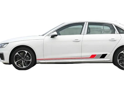2 PCS Graphics Side Skirt Stripe Sticker For Audi A4 B8 8k B9 B7 8w 8e Car Decal - Image 1 of 4