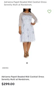 Adrianna Papell Women's Beaded Midi Dress Size 8 Serenity Multi - Picture 1 of 8