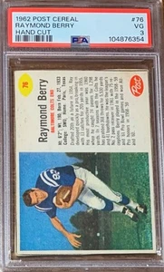 1962 Post Cereal Football #76 Raymond Berry Baltimore Colts Hand Cut PSA 3 - Bild 1 von 2