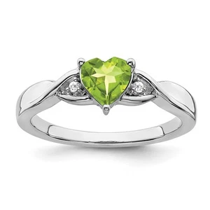 Sterling Silver Rhodium-plated Peridot and Diamond Ring Size 8 - Picture 1 of 2