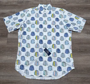 Polo Ralph Lauren Para Hombre Grande Alto Oxford Estampado Completo Manga Corta Camisa LT - Imagen 1 de 11