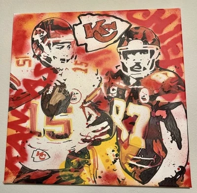 Original Patrick Mahomes|Travis Kelce Painting 24” X 24” Kansas City Chiefs - Image 1 of 4