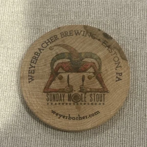 Vintage Wyerbacher Brewing Co Easton PA Good For One Freibier Medaille, Holz - Bild 1 von 11