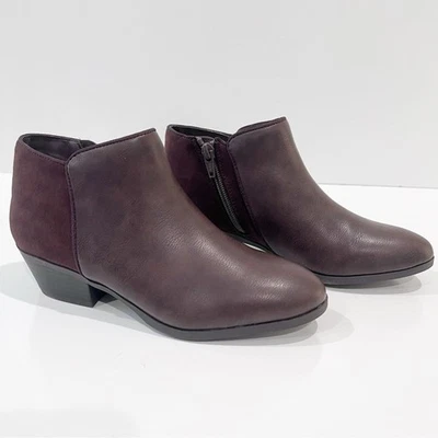 Style & Co Wileyy Mocha Botas de Tornozelo Marrom Couro Sintético Salto Bloco Zíper 5M NOVO - Imagem 1 de 4
