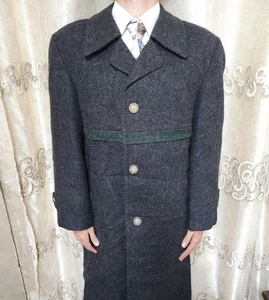 70er Vintage Handtailored All Worsted Tweed Bespoke Classic Grau Übermantel 44R - Bild 1 von 12