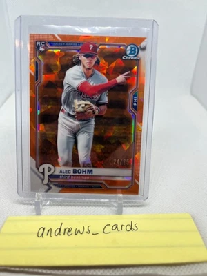 Alec Bohm  - 2021 Bowman Chrome Sapphire - Rookie RC Orange 24/75 Phillies - Image 1 of 2