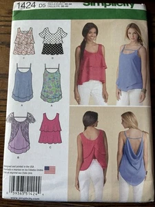 UNCUT-2014 Simplicity  Pattern 1424 - Misses' Pullover Tops Sizes 4 to 12 - Picture 1 of 2