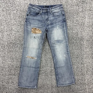 Pantalones de mezclilla BKE Jake para hombre 32x30 azul dinem recto desgastado parche camuflaje lavado medio - Imagen 1 de 18