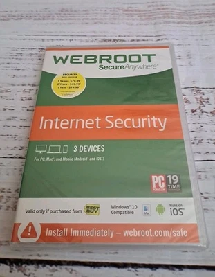 Webroot Internet Security With Antivirus For PC, Windows 10 Compatible Sealed - Image 1 of 4