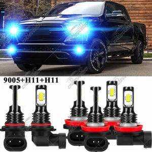 For 2019 2020 RAM 1500 Led Headlight Hi/Lo+Fog light bulbs Combo 6pcs Blue 8000K - Picture 1 of 12