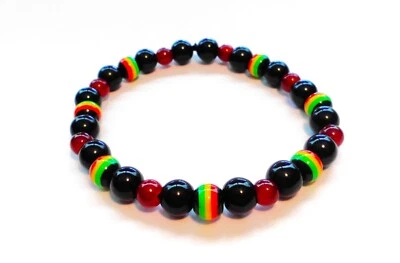 PULSERA ELÁSTICA 8..5" HOMBRE RASTA COLORIDA CUENTAS NUEVA *USA* Foto 1 de 4