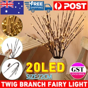 20 LED Twig Branch Fairy Light Flowers Tree Willow Night Lamp Home Xmas Decor AU - Picture 1 of 12