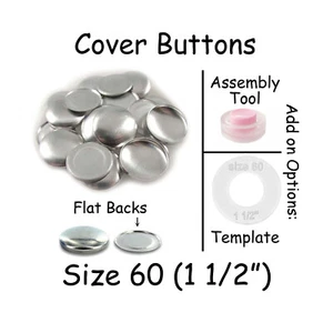 Cover Covered Buttons Size 60 (1 1/2" - 38mm) FLAT BACKS - Choose Quantity - Picture 1 of 4