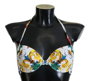 DOLCE & GABBANA Bikini Top White Majolica Beachwear Swimwear IT3 / M RRP 360usd - Picture 1 of 7