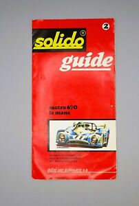 Guide Solido n°2 - Matra 670 Le Mans - Pour miniatures 1/43 - Solijouets - 1973
