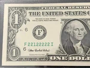 2006 ONE DOLLAR NOTE NEW CRISP OFF BY ONE # PERFECT TWO'S - Picture 1 of 3