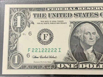 2006 ONE DOLLAR NOTE NEW CRISP OFF BY ONE # PERFECT TWO'S - Image 1 of 3