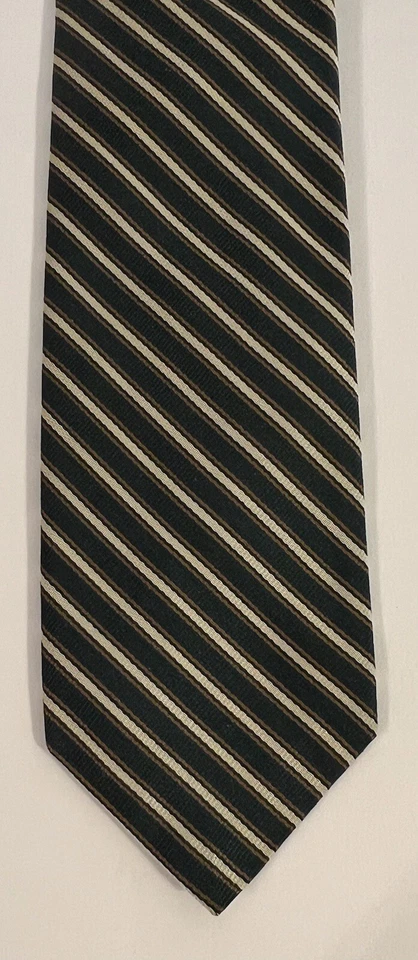 Corbata para hombre Broadway azul dorado a rayas seda Foto 1 de 4