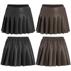 Kids Girls Miniskirt Cosplay Short Dress Flared Skirt Halloween Leather Church - Picture 1 of 30