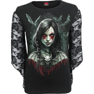 Spiral Hallow's Eve Vixen Rose Lace Sleeve Top • Ships in 2-4 Weeks • Gothic - Picture 1 of 1