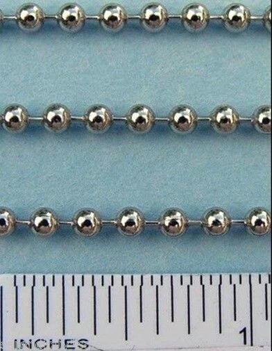 Cadena de bolas de acero NPS de 20 pies 3,2 mm ~ #6 imágenes a granel ~ incluye 25 conectores Foto 1 de 1