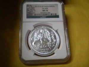 2015 Isle of Man Angel Silver 1 Oz. MS 70 NGC Coin - Picture 1 of 3