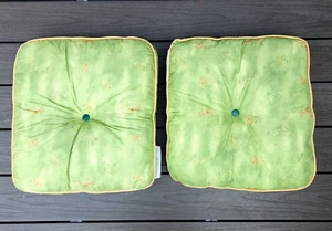 Green Chair Cushion Set Of 2 Floral Vintage Seat Pad 1990s - New / Unused - Picture 1 of 6