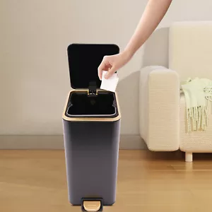 Foot Pedal Trash Can Carbon Steel Step On Kitchen office Garbage Bin 12L/3.17Gal - Picture 1 of 16