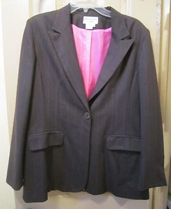 GR. 10 CHARLES GRAU LONDON BRAUN MIT GRAUEN NADELSTREIFEN & ROSA PUNKTEN JACKE BLAZER, GEBRAUCHT, IN EINWANDFREIEM ZUSTAND - Bild 1 von 9