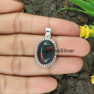925 Sterling Silber Blutstein Statement Anhänger Damen Schmuck - Bild 1 von 3