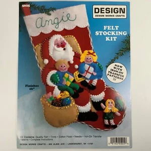 Vtg Design Works Felt Christmas Stocking Kit 16” Santa Appliqué Embroidery - Picture 1 of 10
