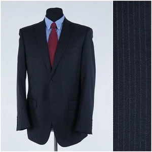 Mens Striped Slim Sport Coat 42R US Size PRESTIGE Navy Blue Wool Blazer Jacket - Picture 1 of 11