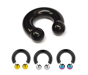 Black Septum Ring Internally Threaded Horseshoe PA Piercing with Custom Ball - Picture 1 of 10