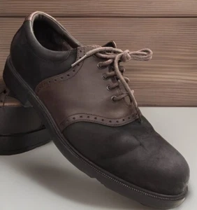 Rockport Sz 10 Oxfords Black Brown Nubuck Leather - Picture 1 of 13