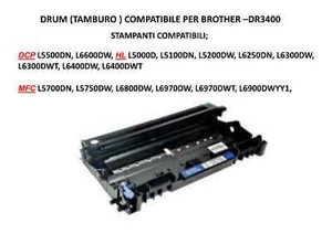 Drum Tamburo Compatibile DR3400 DCP L5500DN, HL L5100DN, MFC L5700DN, L5750DW - Foto 1 di 4