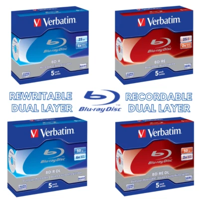 Verbatim Blu-ray Rohlinge 50/ 25 GB wiederbeschreibbar Double Layer 5er Pack - Bild 1 von 4