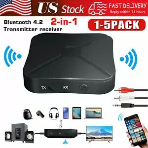 2in1 Bluetooth Transmitter Receiver Wireless Adapter TV Home Stereo A2DP Audio - Picture 1 of 14