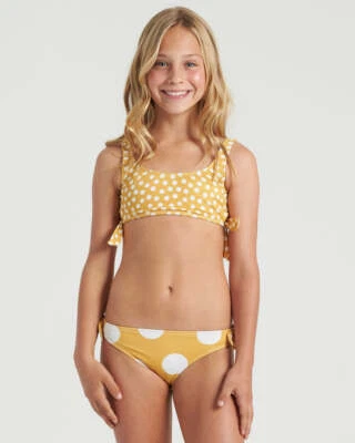 Billabong Girl's Size 7 2 Pc Bikini Swimsuit 4 Ever Sun Hanky Tie Polka Dot - Image 1 of 2