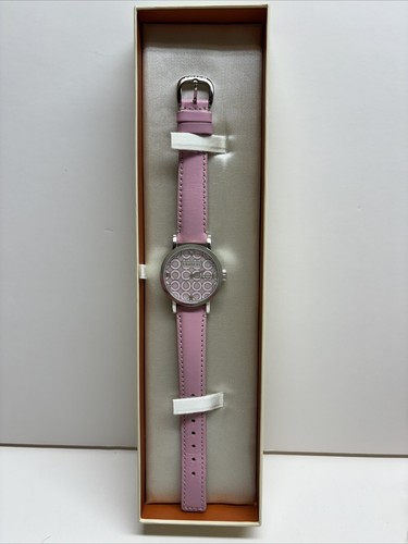 Orologio Coach Donna Rosa 34mm Nastro Cancro al Seno 2009 Nuovo con scatola *BATTERIA NUOVA!*