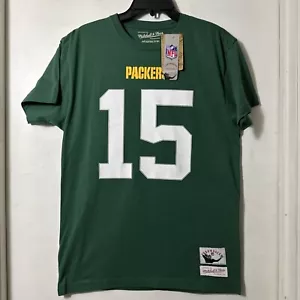 Bart Starr #15 Green Bay Packers Mitchell & Ness Mens Small Green T-Shirt New - Picture 1 of 13