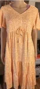 Funjuly Maternity Dress (Yellow Flower) with Adjustable Cinched V-neckline NWT - Picture 1 of 13